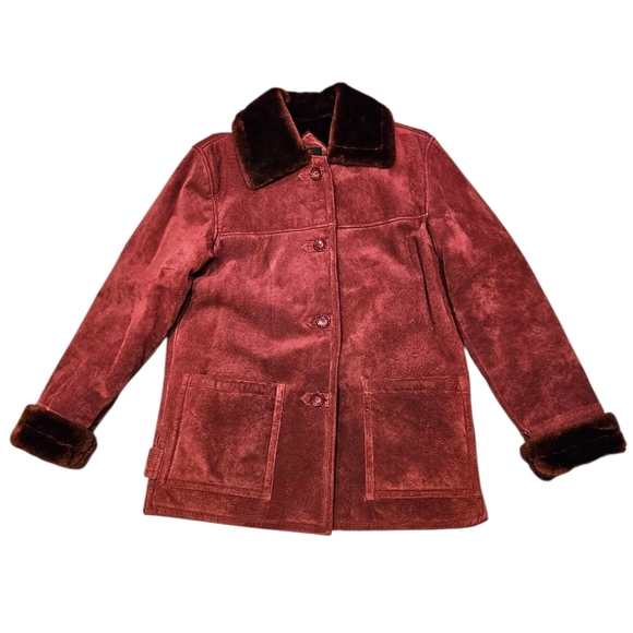 Dennis Basso Vtg Suede Jacket Holiday Maroon S/m - Picture 3 of 10